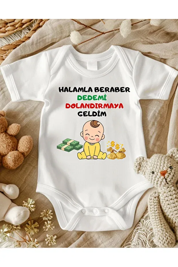 Детское боди с принтом Hala Dede Written Fun Lupi, Green Burgundy