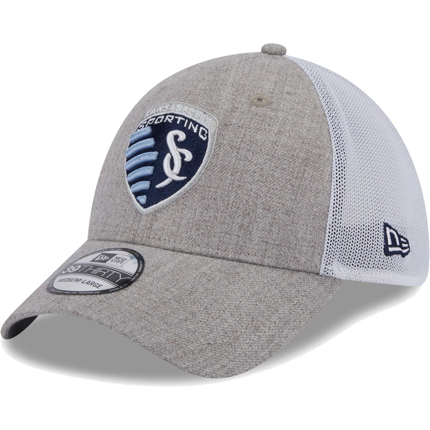 

Мужская кепка New Era Heather Grey/White Sporting Kansas City 39THIRTY Trucker Flex Hat