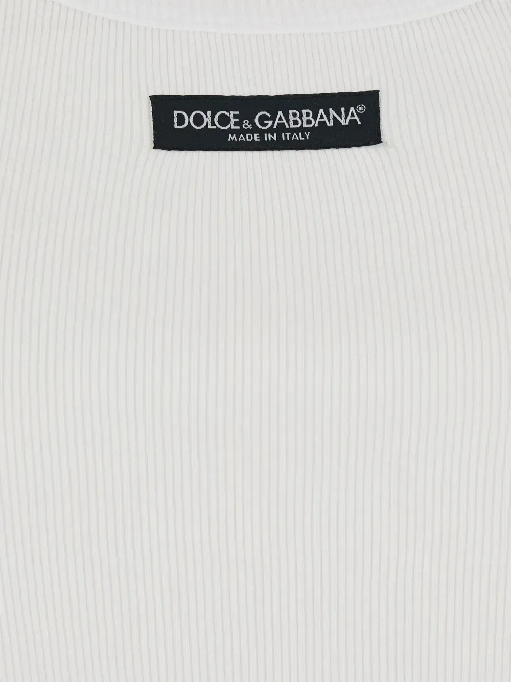 Вязаный топ в рубчик с нашивкой-логотипом DOLCE & GABBANA, белый — фото 3