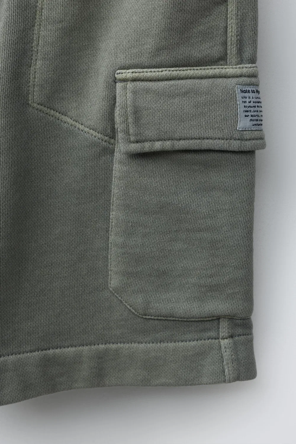 Плюшевые шорты-бермуды в стиле карго ZARA, Washed Green — фото 4