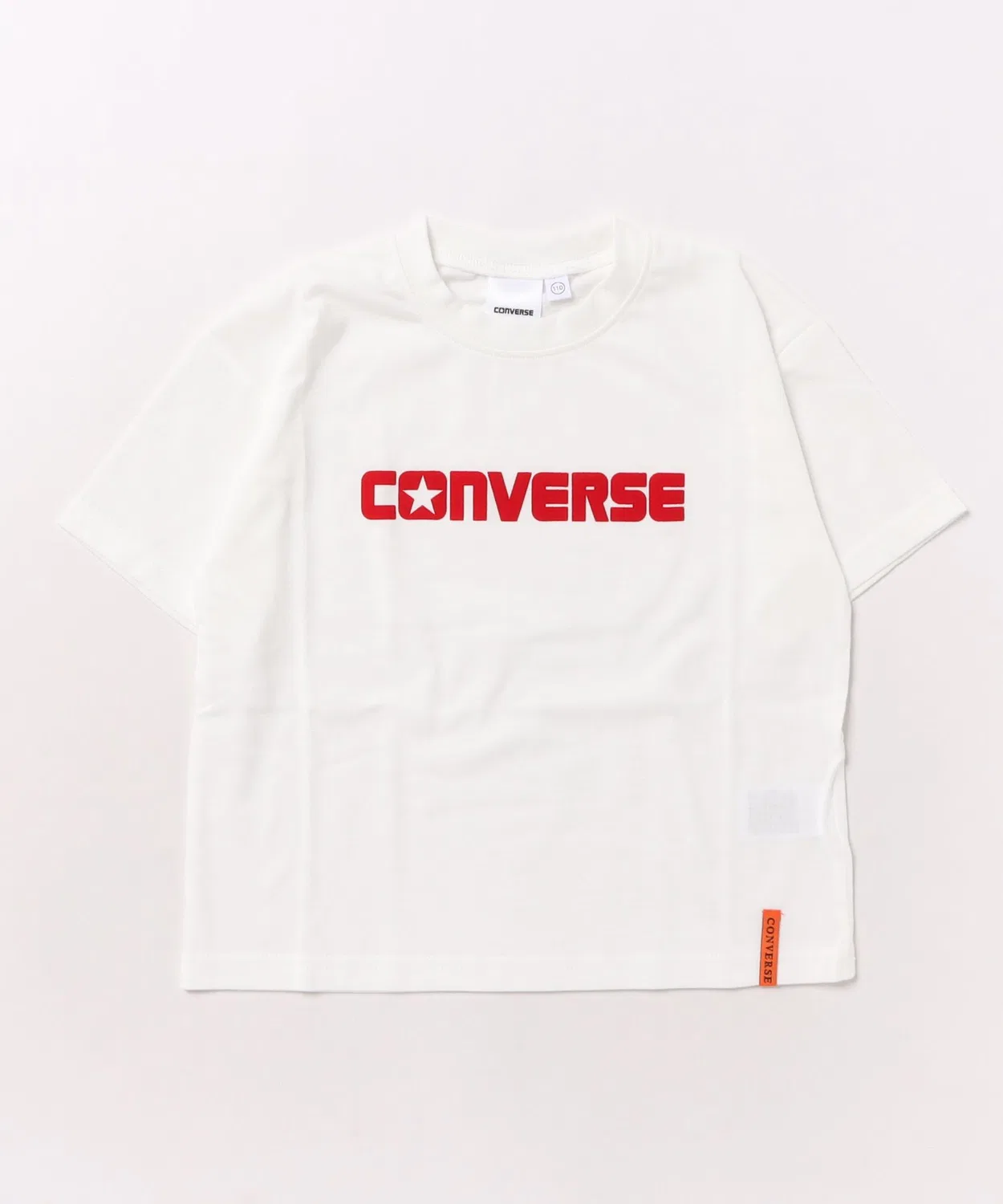 Детская футболка с флокированным принтом, модель Flock Print Wide CONVERSE, Off White — фото 2