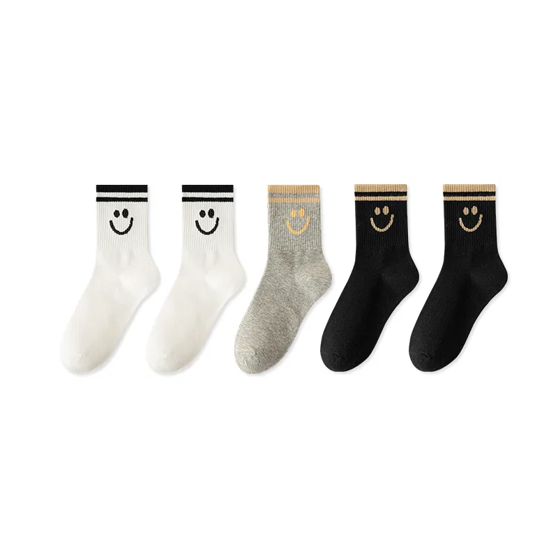 Детские гольфы 5 пар MINISO, White Black Light Gray