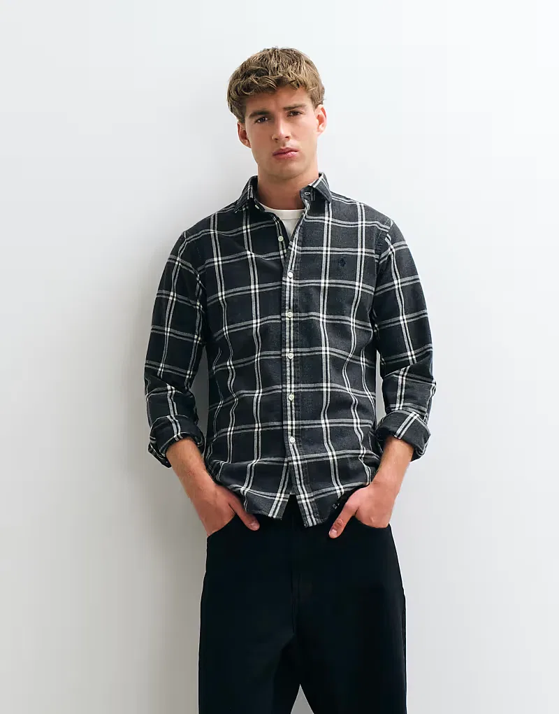 Спортивная рубашка Polo Ralph Lauren в крупную клетку с логотипом Icon, серого и, темно-синий