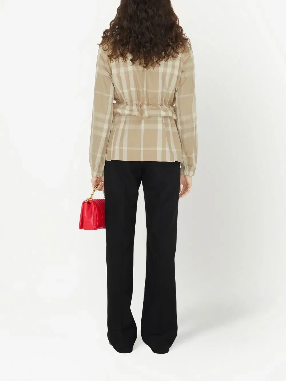 Клетчатая куртка с воротником-воронкой Burberry, бежевый — фото 4