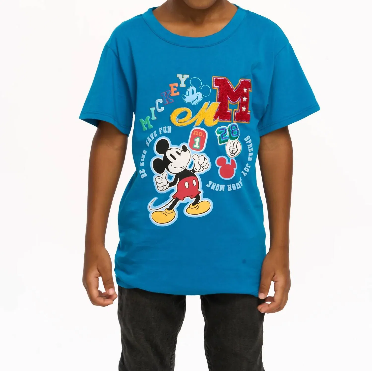 Детская футболка для мальчиков с коротким рукавом и вышивкой Mickey Mouse Varsity Chaser, Mykonos Blue — фото 4