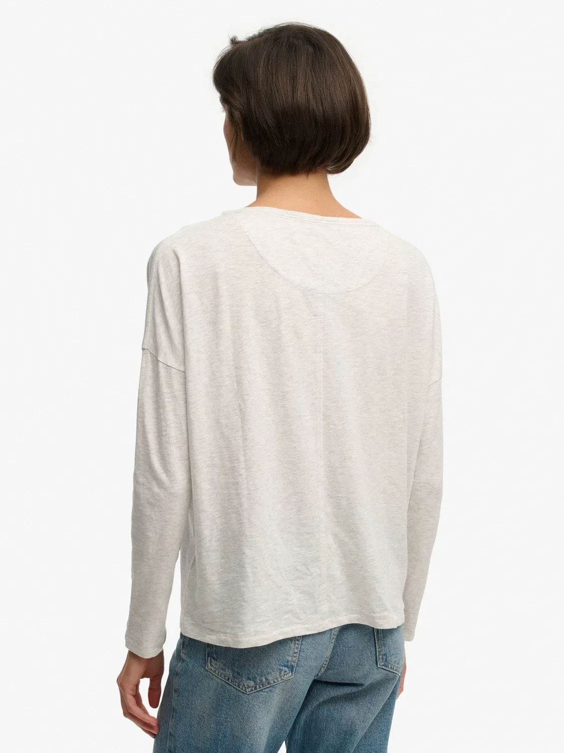 Топ с лодочкой Superdry Studios Boat Neck Slub Long Sleeve Top, серый — фото 2