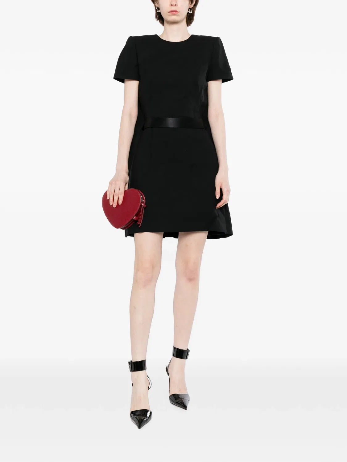 Платье с короткими рукавами и поясом Alexander Mcqueen, черный — фото 2