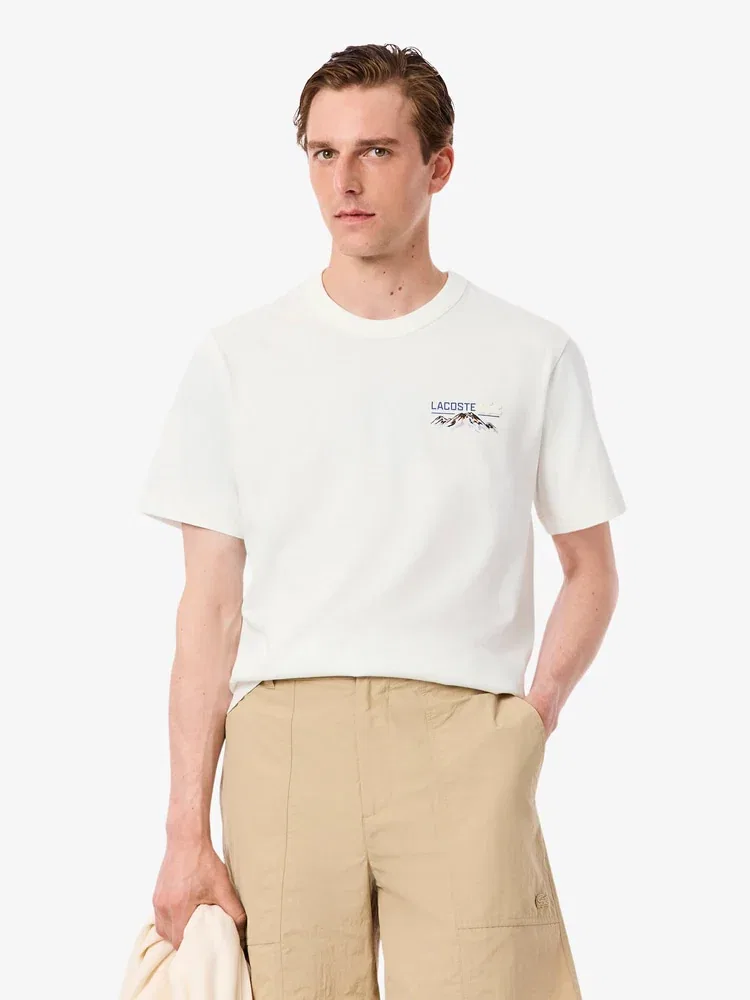 Футболка с графическим принтом Mountain TH5825 LACOSTE, White