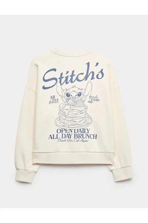 Детское для девочек свитшот с принтом Stitch sweatshirt Marks & Spencer, Nude Color — фото 2