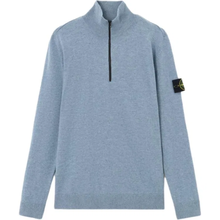 Мужской свитер с молнией и воротником-стойкой Stone Island, Aviation Blue