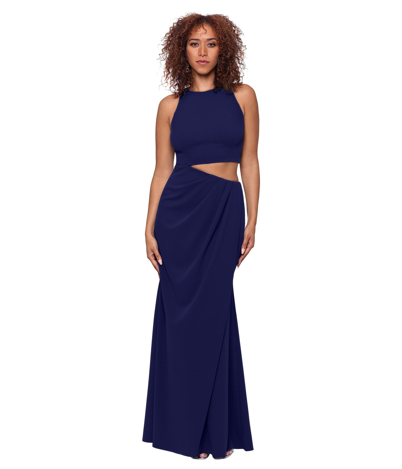 

Платье Betsy & Adam, Crepe Halter Gown w/ Side Cutout