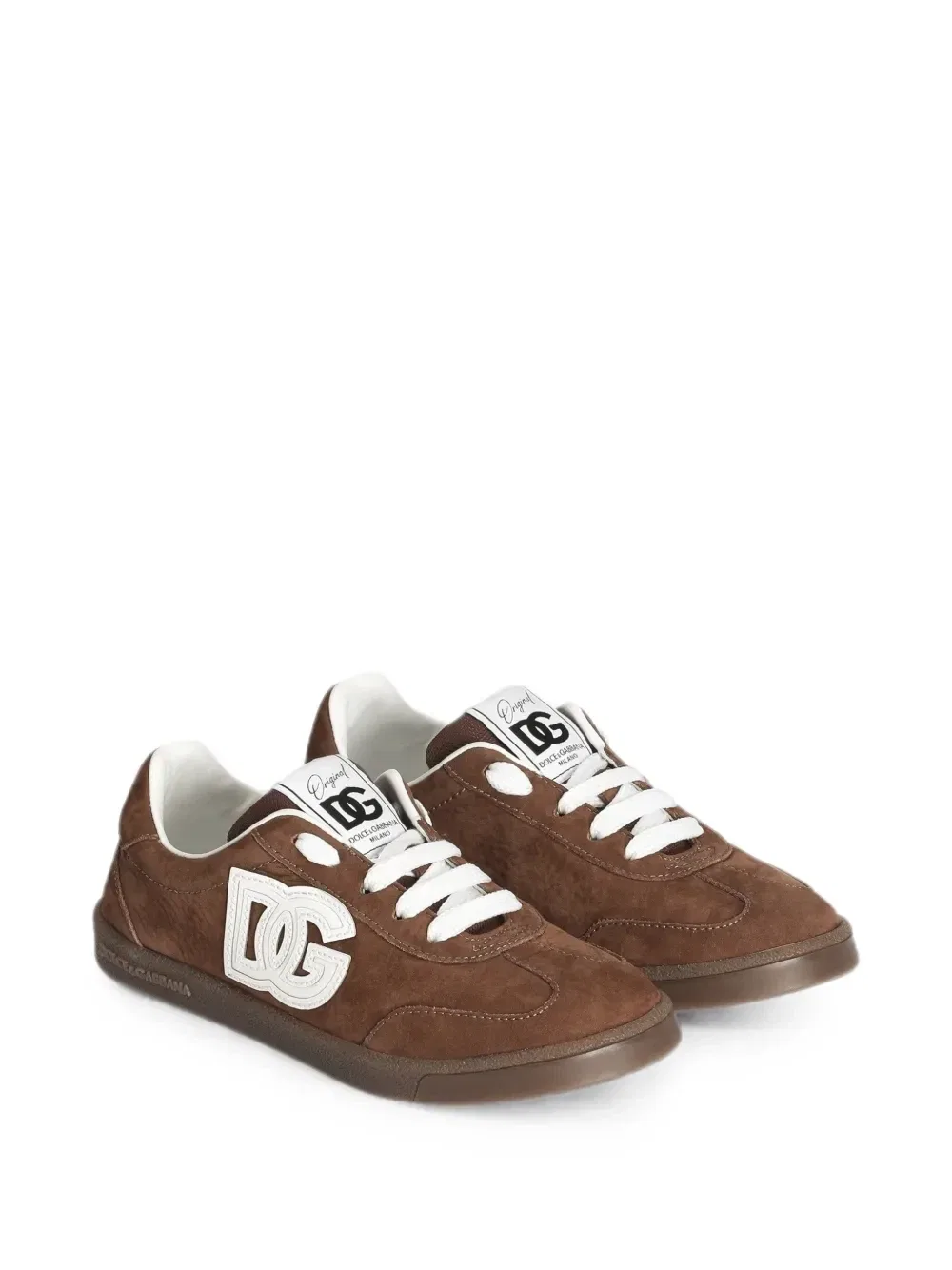 Кроссовки из нубука DG Original Dolce & Gabbana Kids, коричневый — фото 3