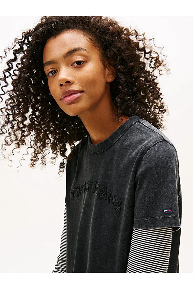 Женская футболка с принтом Regular Varsity SS Tommy Hilfiger, Black — фото 2