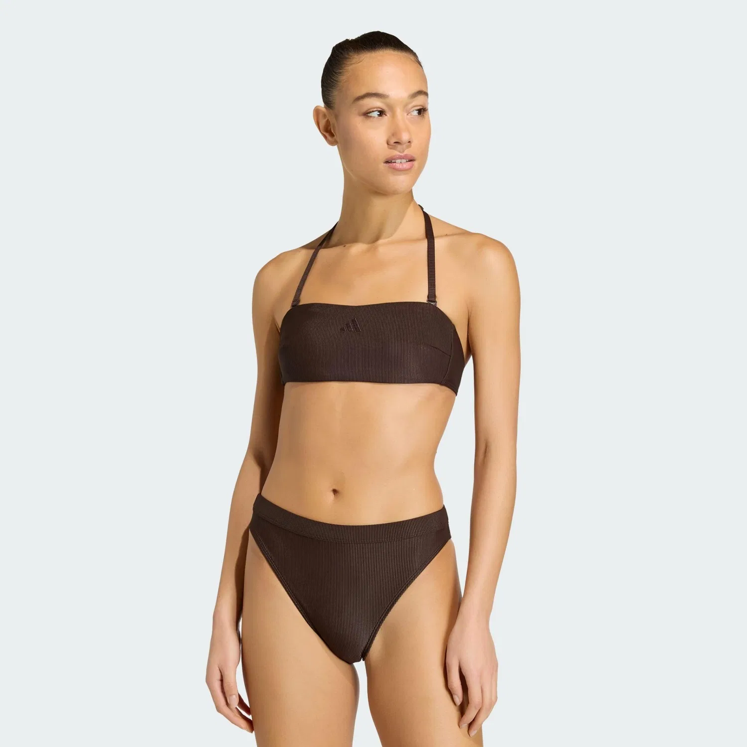 Женский топ бикини с рифленой текстурой Iconisea Ribbed Padded Bandeau Adidas, Dunkelbraun