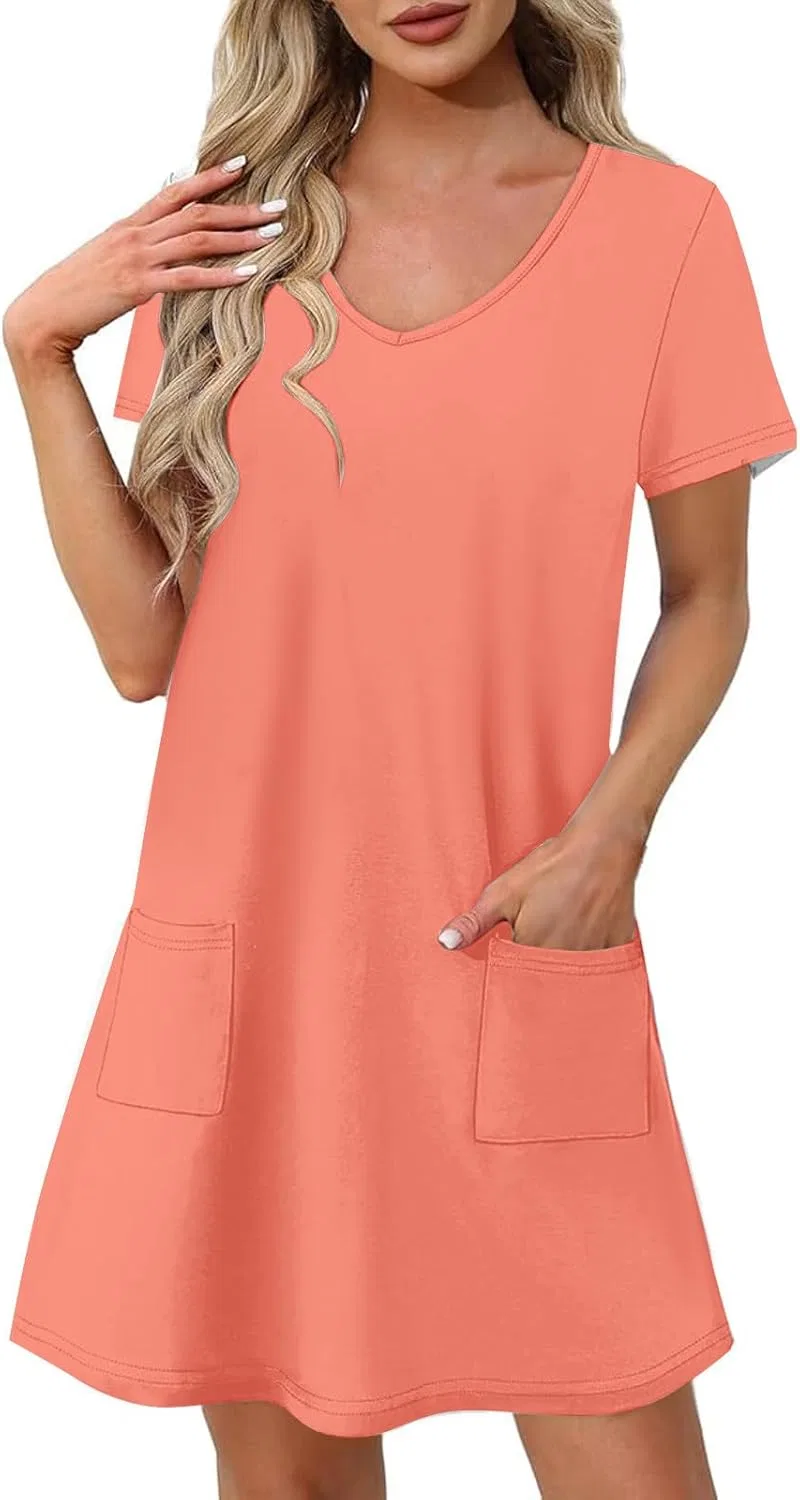 Женское мини-платье с карманами Regular Fit, Watermelon Red