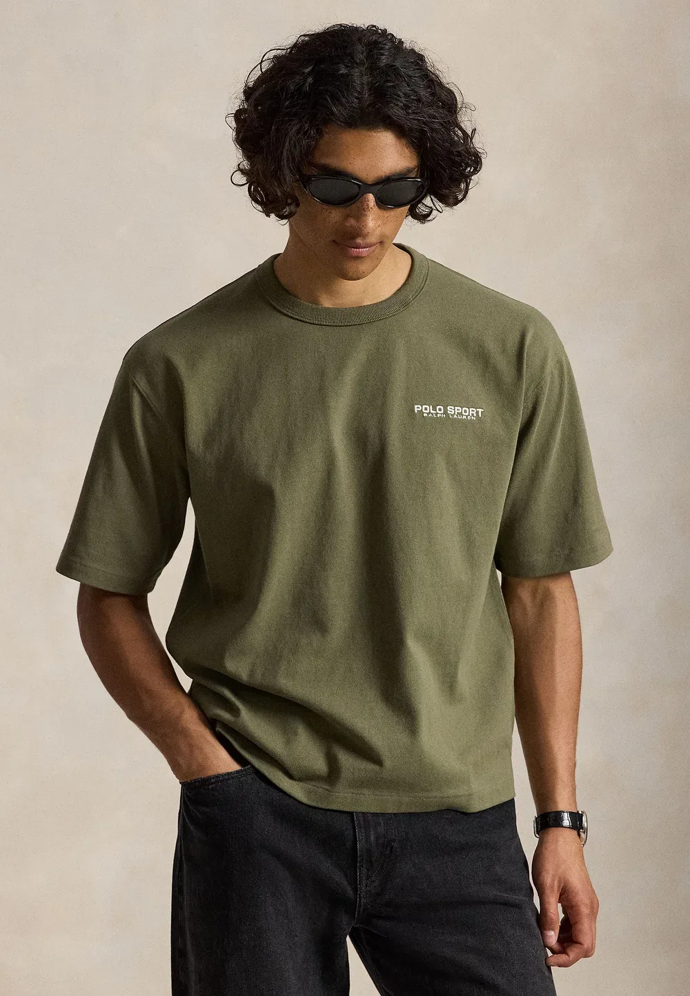 Футболка-Поло свободного кроя, унисекс, с принтом Polo Ralph Lauren, Cruise Olive — фото 3