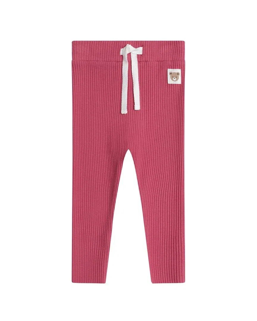 Детские леггинсы на шнурке из плотного рубчика Huxbaby Cherry, красный