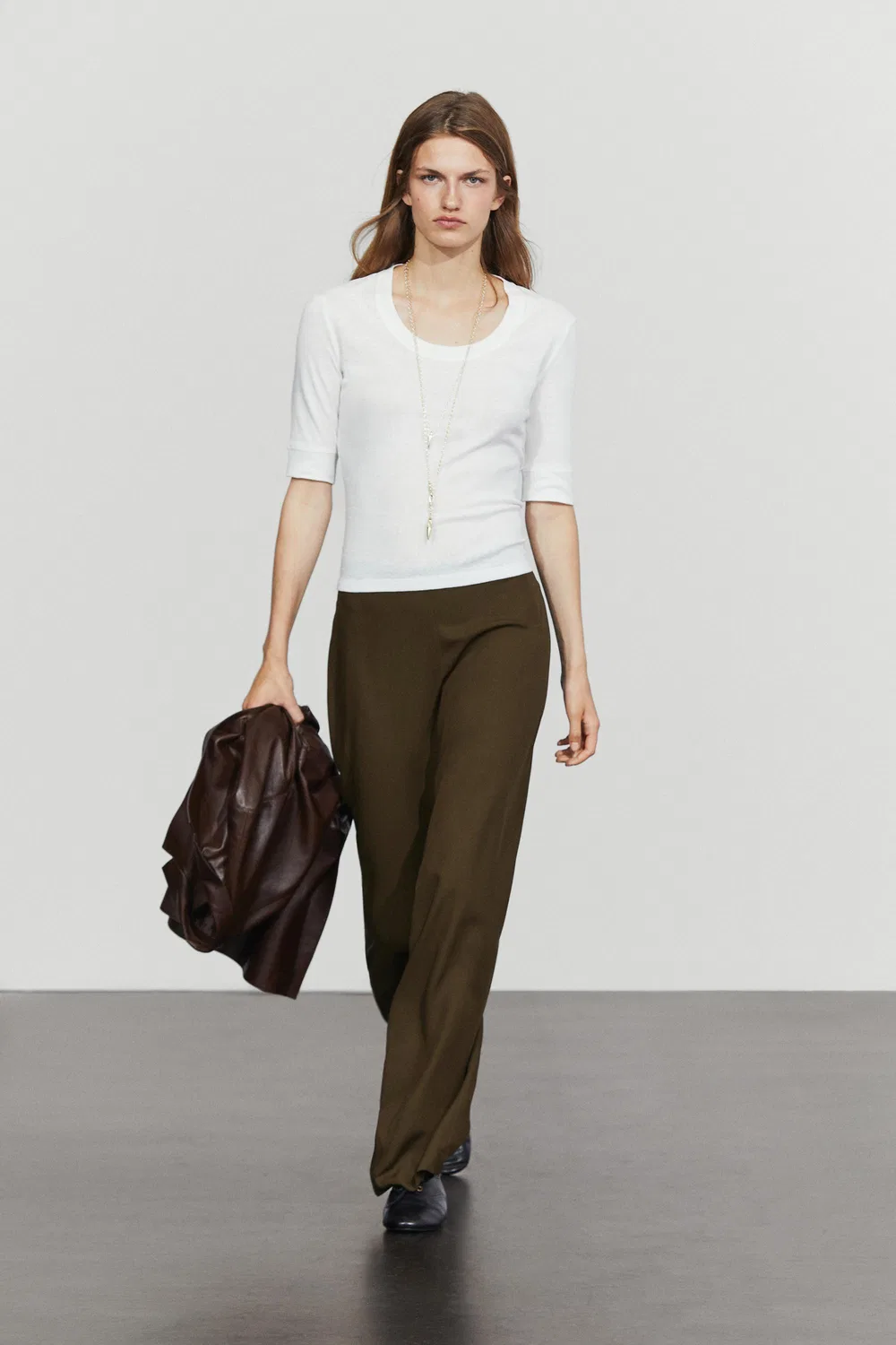 Брюки Massimo Dutti, свободные, коричневый меланж