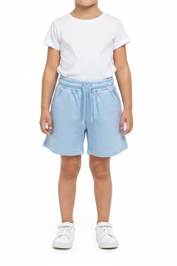 Детские шорты для девочек с принтом tie-waist floral embroidered shorts Toontoy, Blue