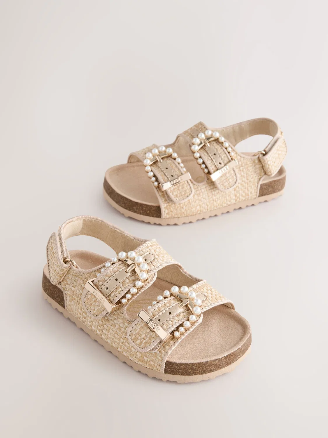 Сандалии с двойной пряжкой Baker by Ted Baker, натуральный рафия