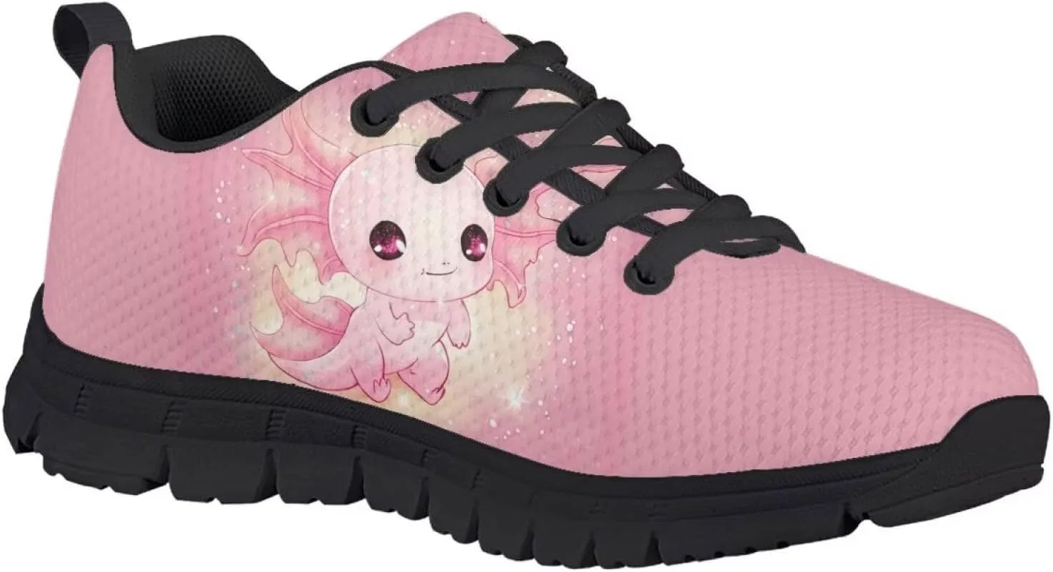 Детские кроссовки для девочек с сеткой Ystardream, Pink Cute Axolotl — фото 3