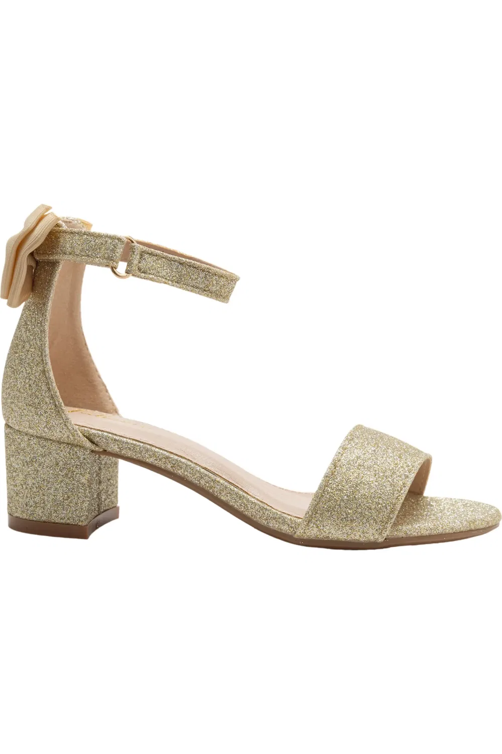 Детские сандалии с блестками на устойчивом каблуке Glitter Banded Block Heels Tulleen, Gold — фото 2