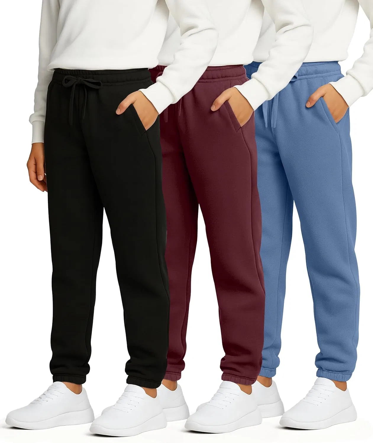 Комплект Real Essentials из 3 предметов: спортивные флисовые штаны-джоггеры для мальчиков и подростков с карманами (размеры 6-20), Set 9