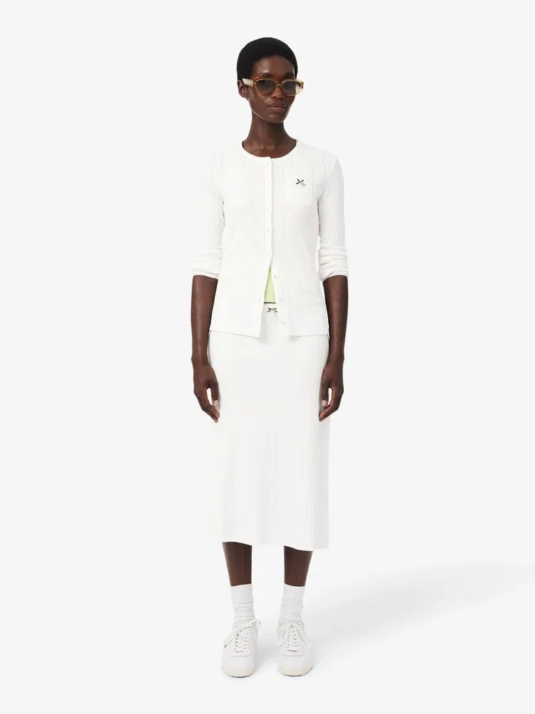 Юбка миди LACOSTE White, из хлопка, белого цвета