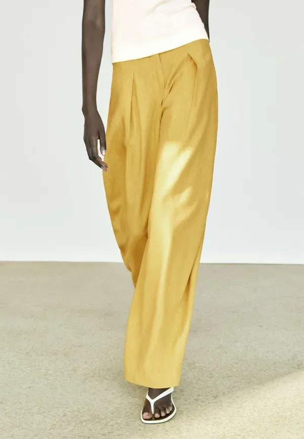 Брюки Relaxed Fit, Trousers, Massimo Dutti, Mustard Yellow, желтый — фото 3
