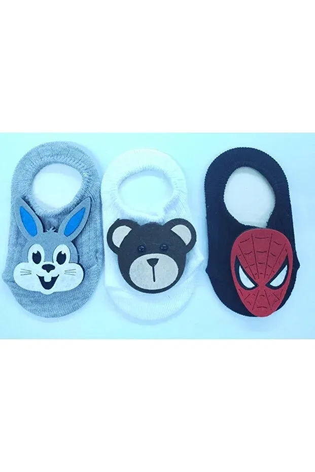 Детские носки-балетки для девочек 3-предметный набор Özkardeşler Baby, Gray White Black