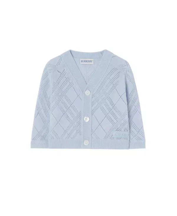 Детский комплект из кашемира Unisex Check Cashmere Two-Piece Set Burberry, Dusty Blue — фото 2