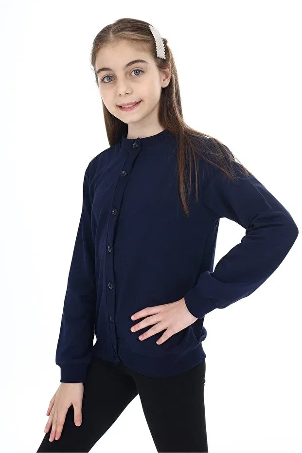 Детский кардиган для девочек с длинным рукавом Toontoy, Navy Blue — фото 3
