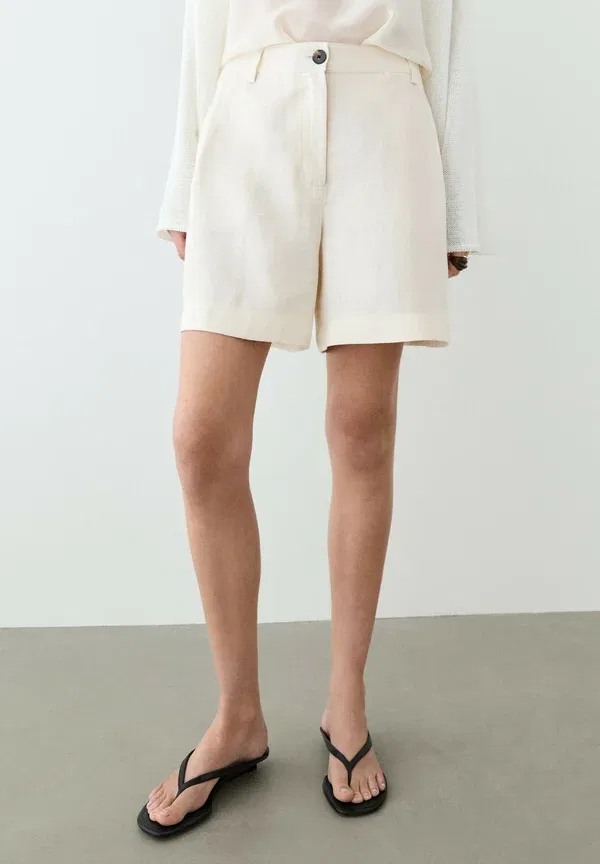 Шорты из льна Massimo Dutti white, белый