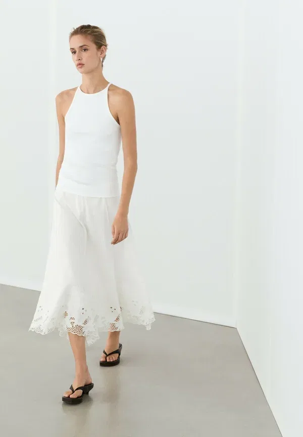 Топ хлопковый Massimo Dutti, White, белый — фото 4