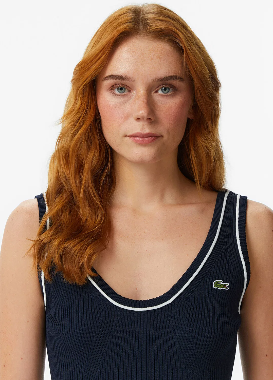 Блузка Lacoste Slim Fit на бретелях, navy — фото 4