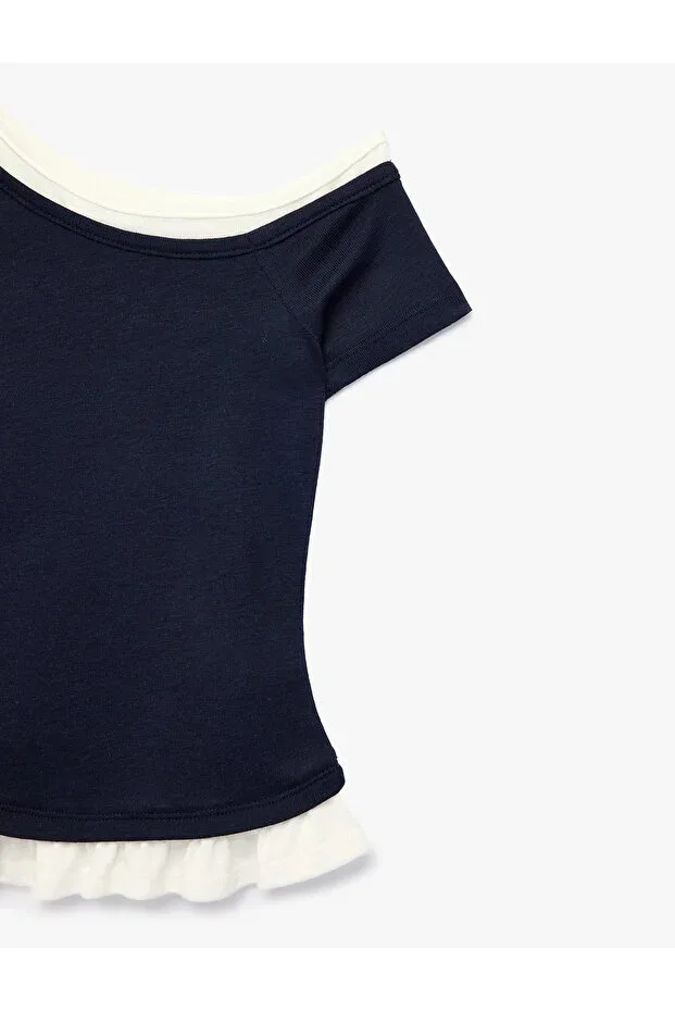 Детская футболка для девочек хлопковая Koton, Navy Blue — фото 3