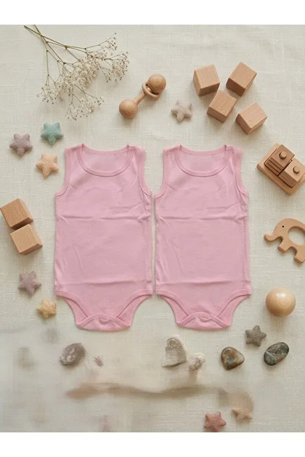Детское боди-комбинезон для девочек хлопковый комплект 2 шт Basics Buufuu, Pink