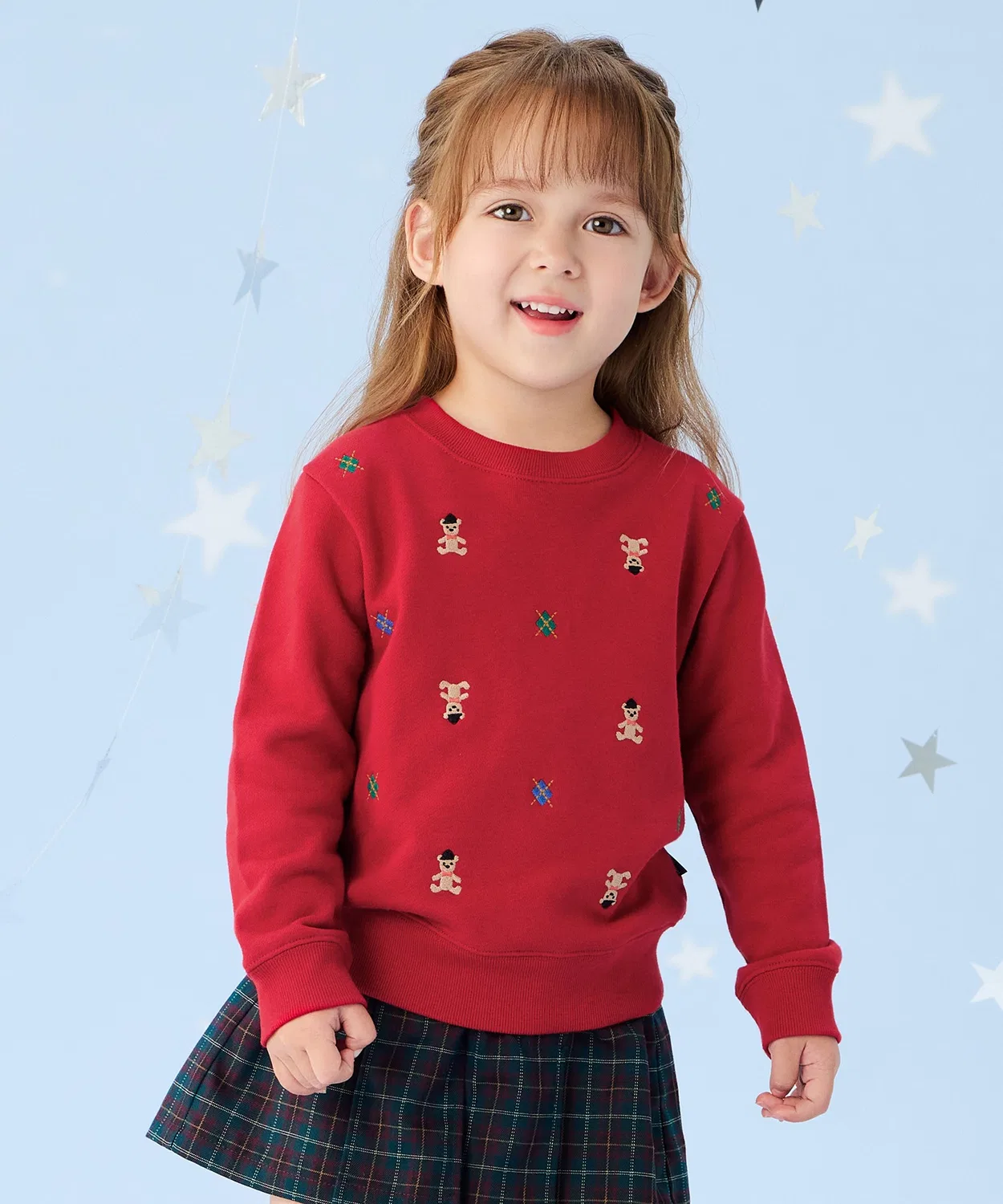Детский свитшот с вышивкой Teddy Argyll combimini, Red