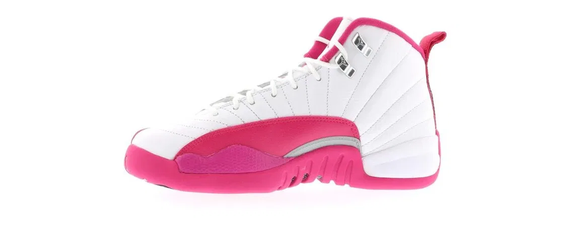 Детские кроссовки Lifestyle с принтом Jordan 12 Retro Jordan, White/Vivid Pink/Metallic Silver — фото 3