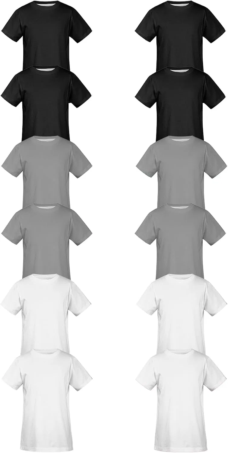 Мужская классическая футболка с круглым вырезом 12 Pack, Black/Grey/White