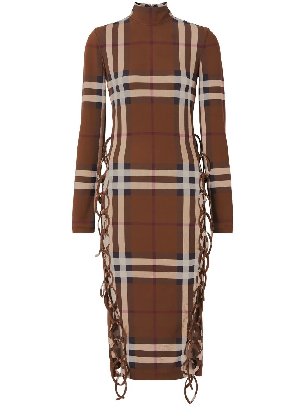 Платье Burberry, миди, клетка, коричневый — фото 4