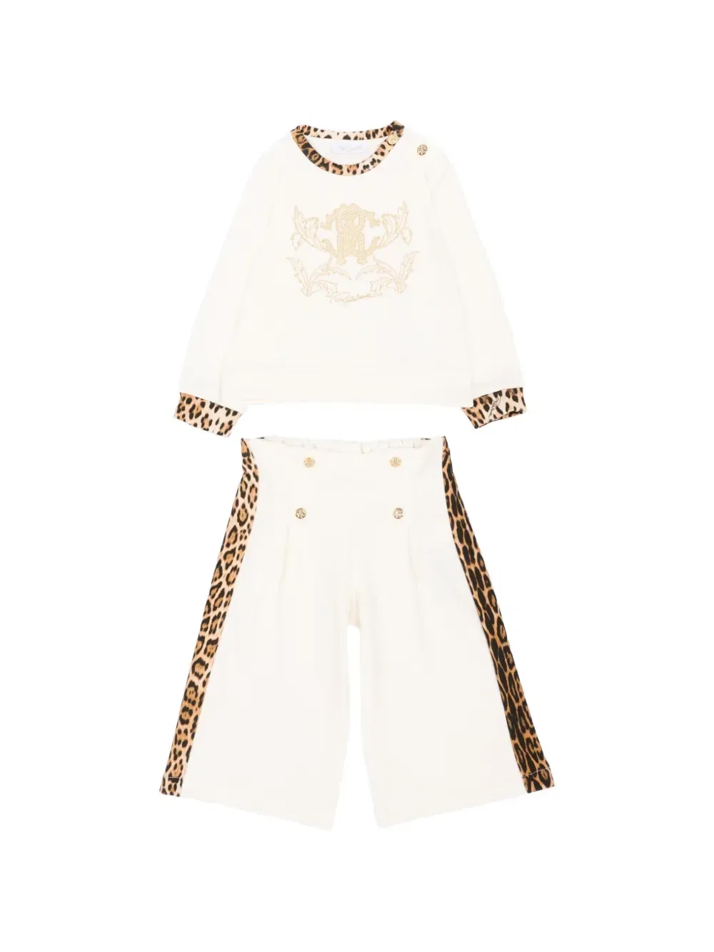 Комплект брюк с леопардовым принтом Roberto Cavalli Junior, бежевый