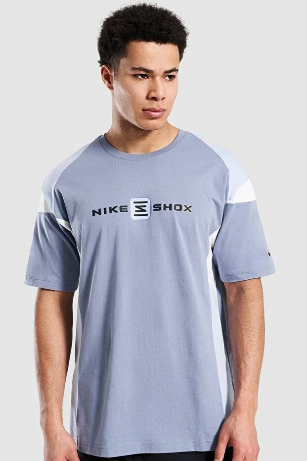 Мужская футболка свободного кроя Sportswear shox nz loose fit mens tee ball cut crew neck cotton men's t-shirt Nike, Blue