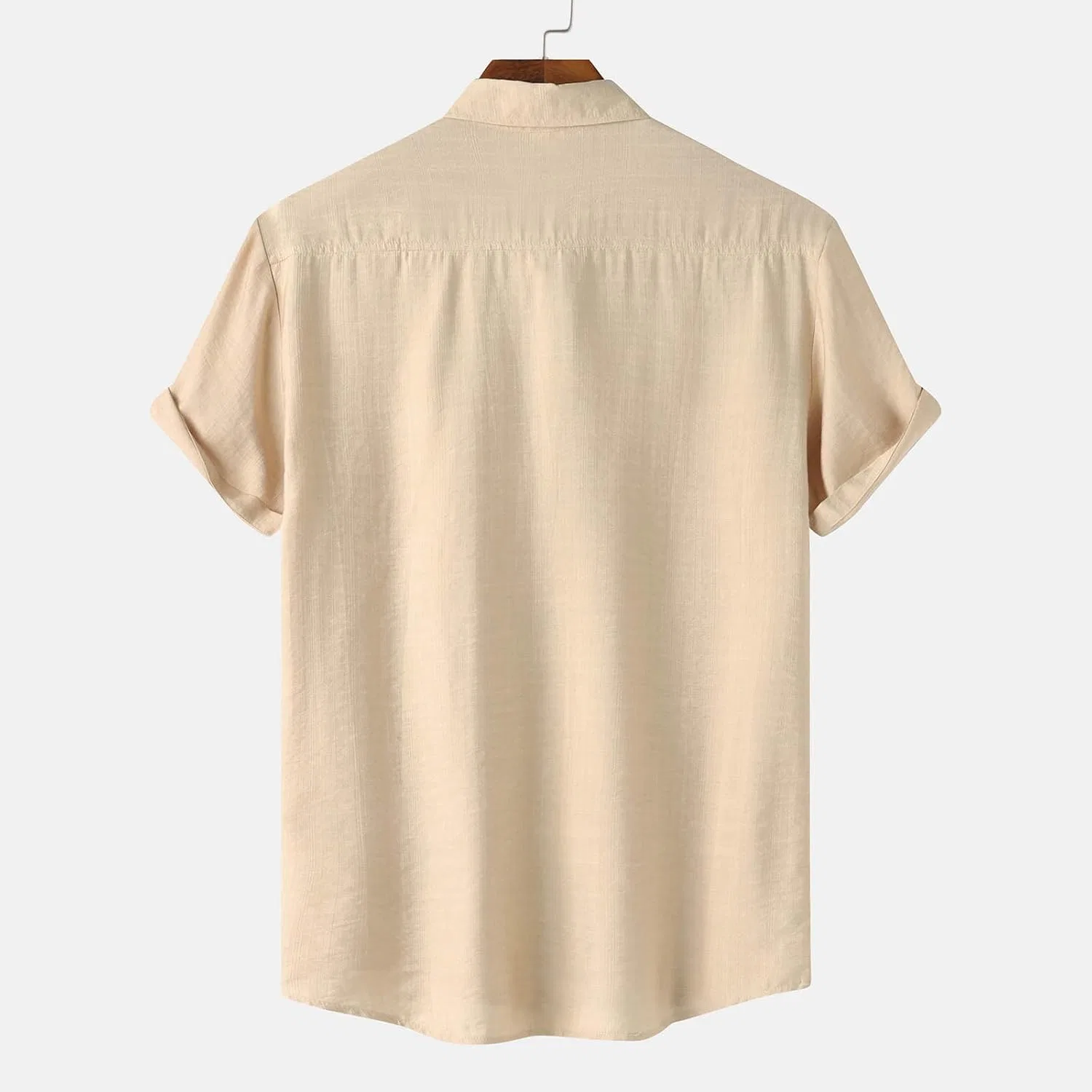 Мужская рубашка из текстурированного хлопка с коротким рукавом, Khaki — фото 3
