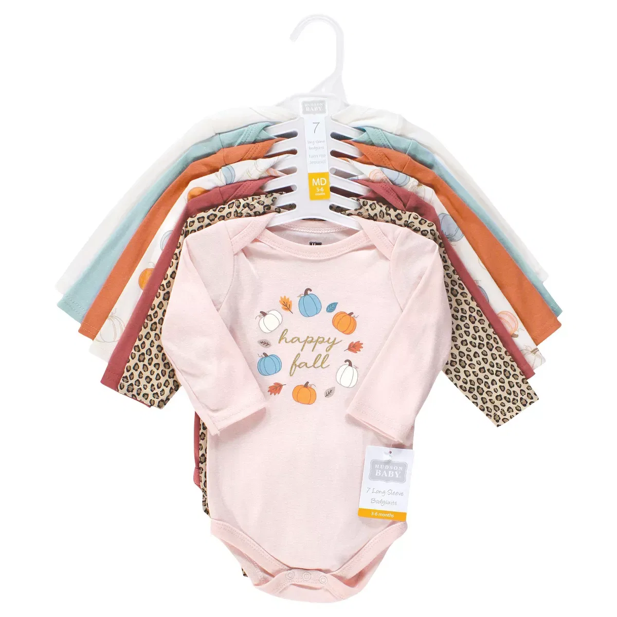 Детский боди-комбинезон с длинным рукавом комплект 7 штук Happy Fall Hudson Baby, Happy Fall 7-Pack — фото 2