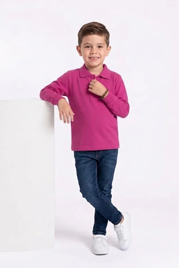 Детская футболка для девочек с длинным рукавом поло Nacar Store, Fuchsia — фото 3