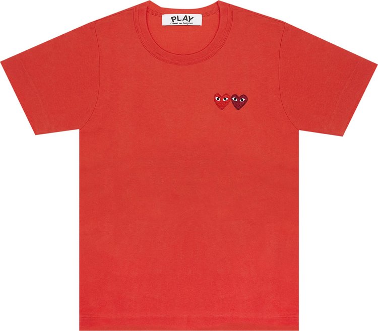 Футболка Comme des Garçons PLAY Double Heart T-Shirt 'Red', красный - фото