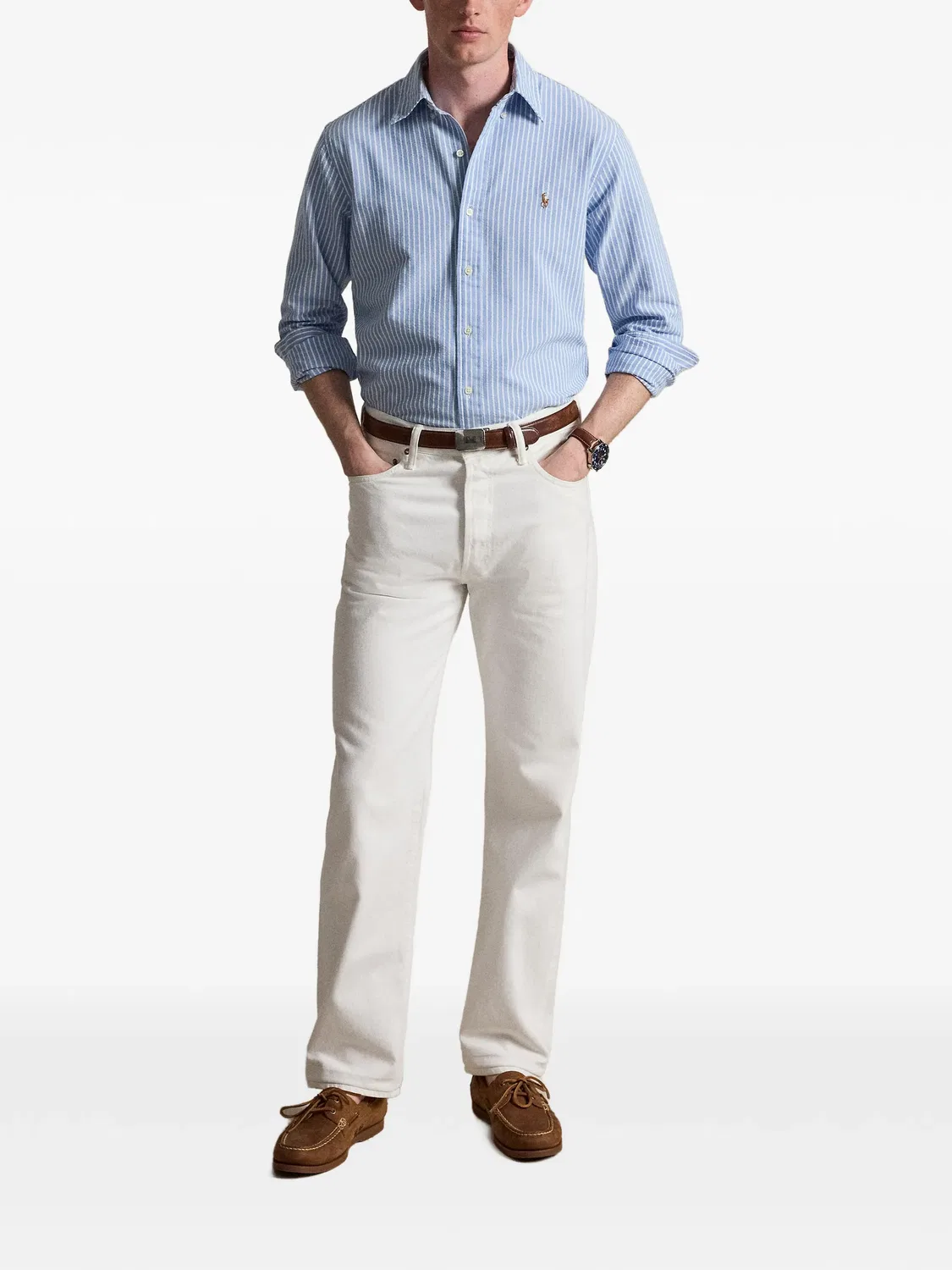 Хлопковая рубашка Oxford синяя Polo Ralph Lauren, синий — фото 2