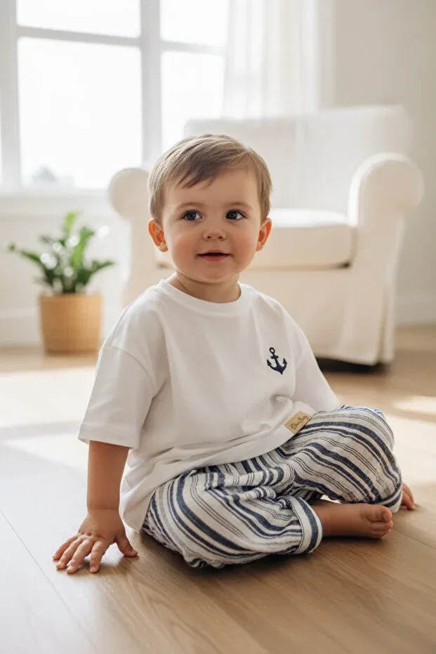 Детская футболка с вышивкой Elias Baby, Белый