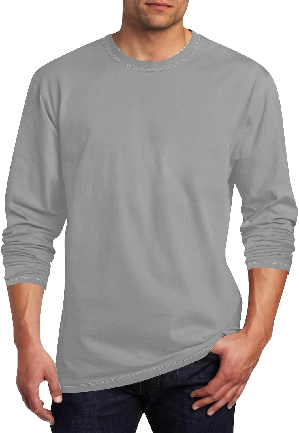 Мужская повседневная футболка с длинным рукавом Crew Neck, Gray — фото 2